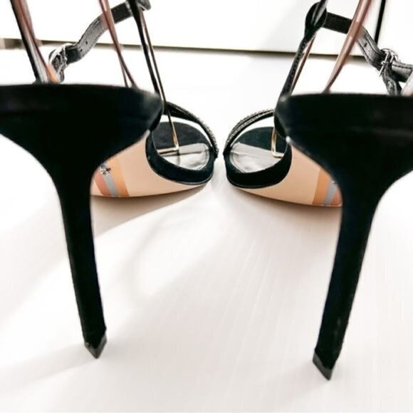 Sam Edelman Heels womens size 10 Black Crystal Daisie Ankle Strapped Sandals - Picture 9 of 13
